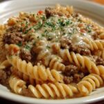Beef and Rotini in Garlic Parmesan Sauce