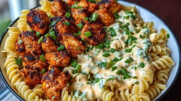 Buffalo Garlic Chicken Bites with Creamy Ranch Cajun Alfredo Pasta Recipe