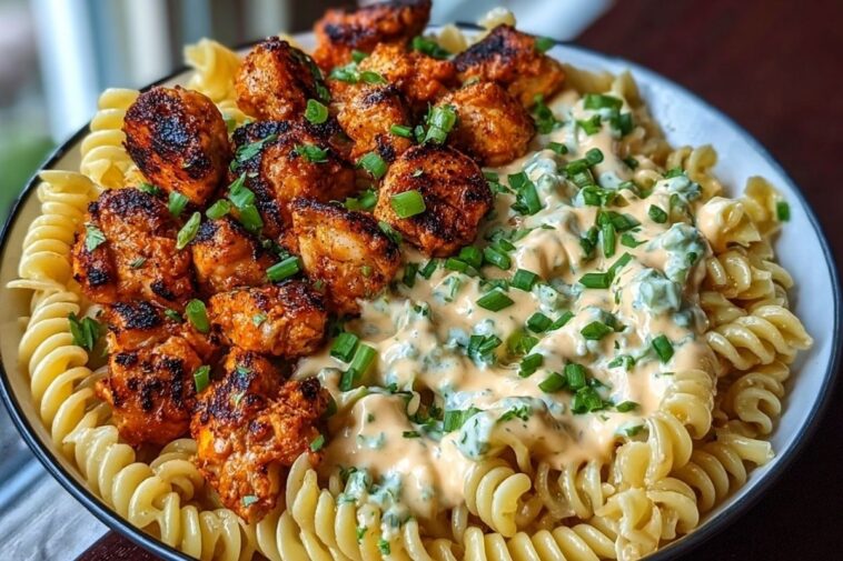Buffalo Garlic Chicken Bites with Creamy Ranch Cajun Alfredo Pasta Recipe