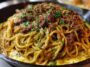 Cajun Beef Spaghetti in Creamy Three-Cheese Parmesan Sauce