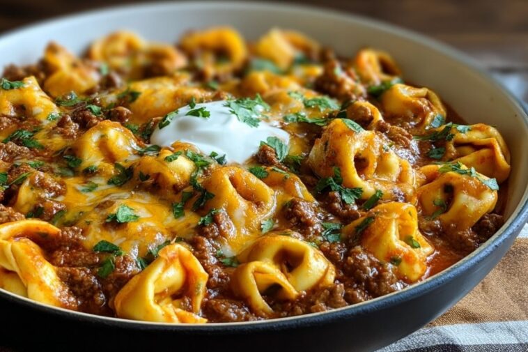 Cheesy Beef Enchilada Tortellini