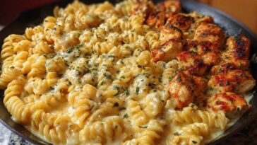 Cheesy Velveeta Chicken Twisted Pasta with Mozzarella Garlic Sauce
