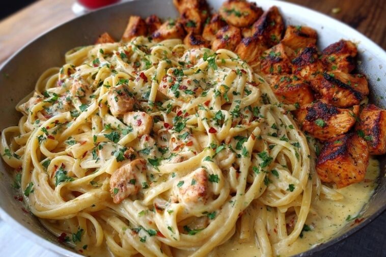 Creamy Cajun Chicken Linguine with Spicy Garlic Cheese Sauce