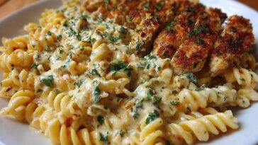 Creamy Cajun Chicken Twisted Pasta with Mozzarella Alfredo