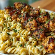 Creamy Jalapeño Garlic Chicken Bites with Twisted Cheddar Cajun Pasta