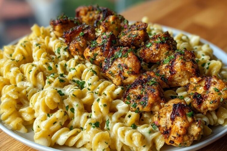 Creamy Jalapeño Garlic Chicken Bites with Twisted Cheddar Cajun Pasta