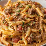 Creamy Rotel Pasta & Ground Beef