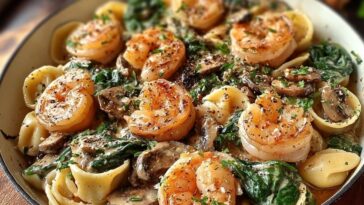 Creamy Spinach Mushroom Shrimp Shells