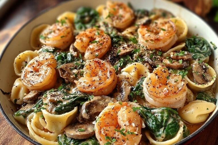Creamy Spinach Mushroom Shrimp Shells