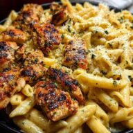 Creamy Velveeta Chicken Penne in Garlic Butter Parmesan Sauce