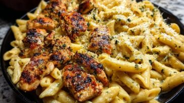 Creamy Velveeta Chicken Penne in Garlic Butter Parmesan Sauce