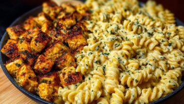 Creamy Velveeta Chicken Rotini Pasta with Mozzarella Garlic Cheese Sauce