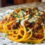 Creamy Velveeta Linguine with Italian Beef Marinara