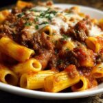 Creamy Velveeta Rigatoni with Italian Beef Marinara