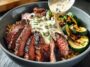 Grilled Steak Bowl with Creamy Sauce & Grilled Zucchini