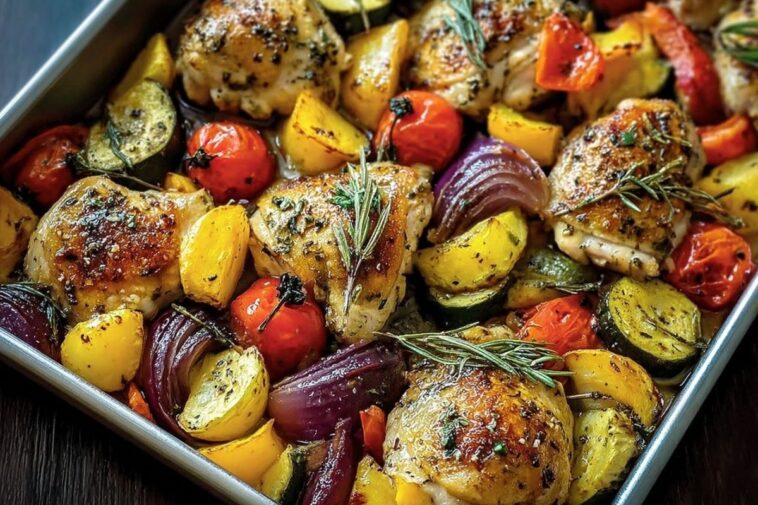 Insanely Good One-Pan Herb Chicken & Roasted Veggie Bake