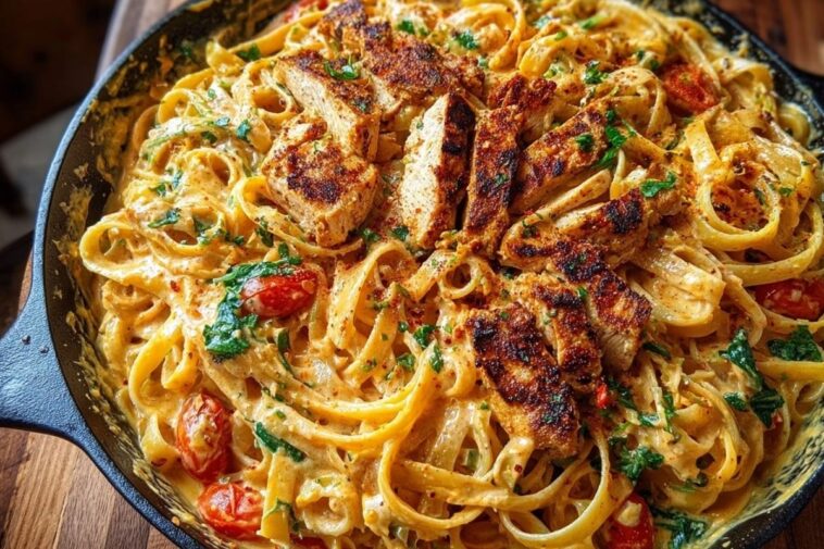 One-Pan Creamy Sweet and Spicy Cajun Chicken Pasta