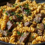 One-Pot Creamy Spicy Garlic Butter Steak & Pasta