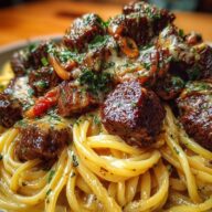 Savory Beef Linguine with Velvety Garlic Butter Sauce
