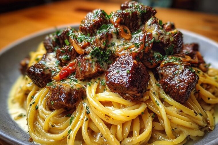 Savory Beef Linguine with Velvety Garlic Butter Sauce