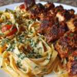 Savory Cajun Chicken and Creamy Garlic Parmesan Linguine