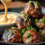 Tender Korean BBQ Meatballs with Spicy Mayo Dip