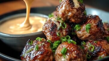 Tender Korean BBQ Meatballs with Spicy Mayo Dip